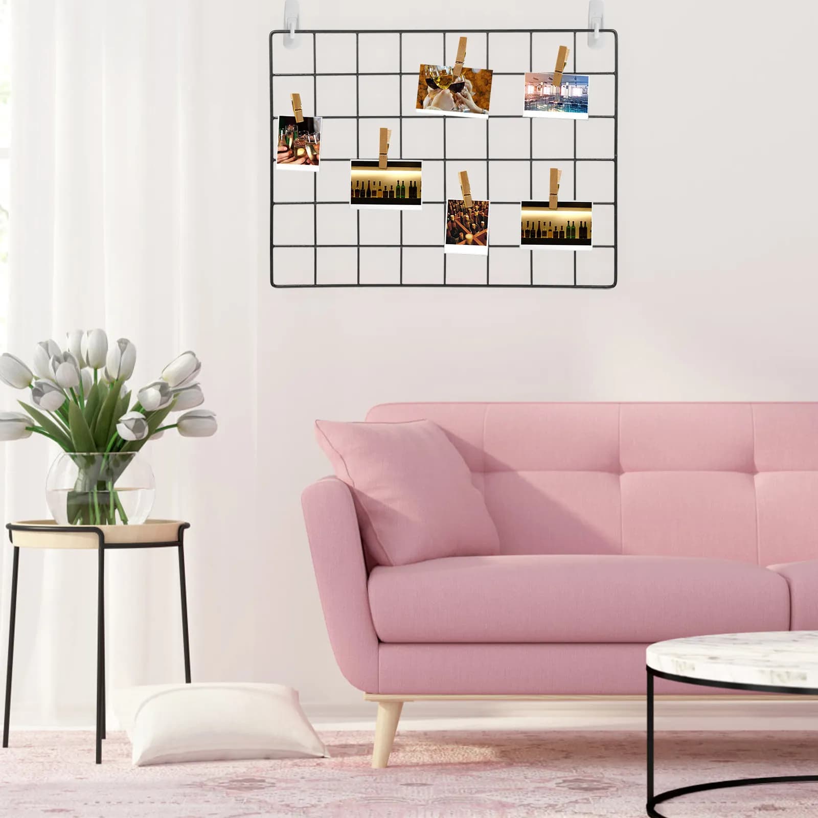 Cornice portafoto in ferro fai da te, da appendere, per esposizione di immagini e cartoline, decorazione per la casa, organizer, pannello a griglia da parete, decorazione di sfondo in ferro
