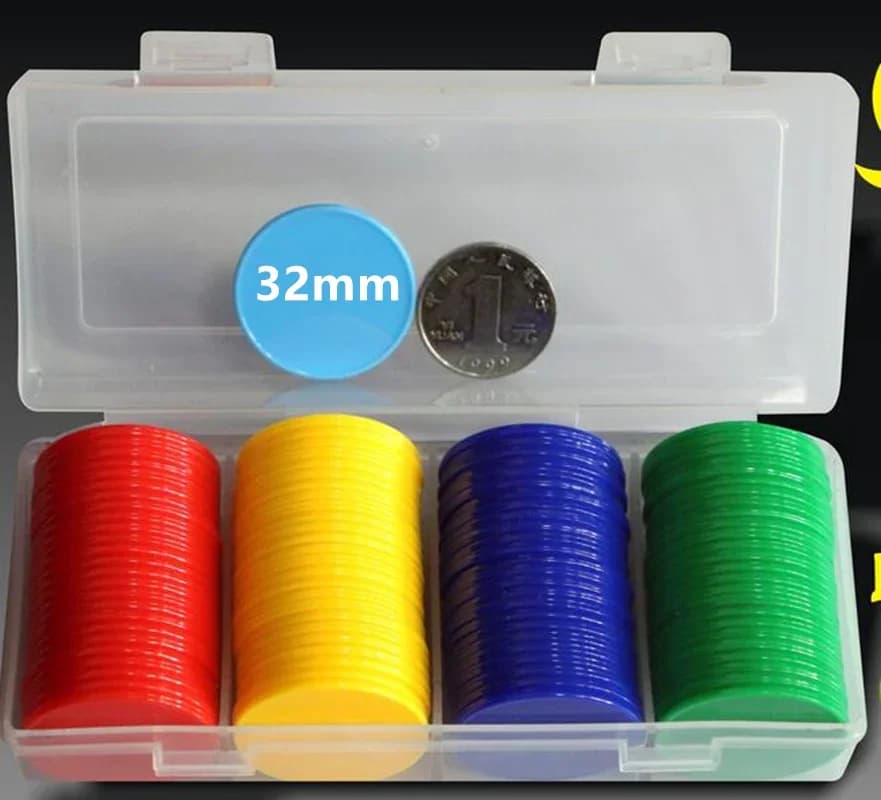 32mm 100 pz Con La Scatola Fiches da gioco di Matematica Giocattolo Per Bambini Eucational Monete di Gioco In Bianco Nessun Valore Giochi Da Tavolo Chip Russo casino Chip Set
