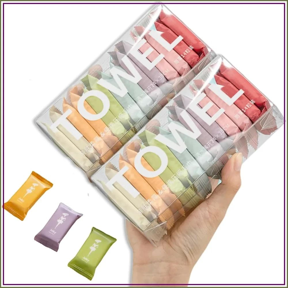 Disposable Compressed Towels, 28Pcs Portable Travel Wash Cloth, Super Absorbent Face Towel for Camping Hiking