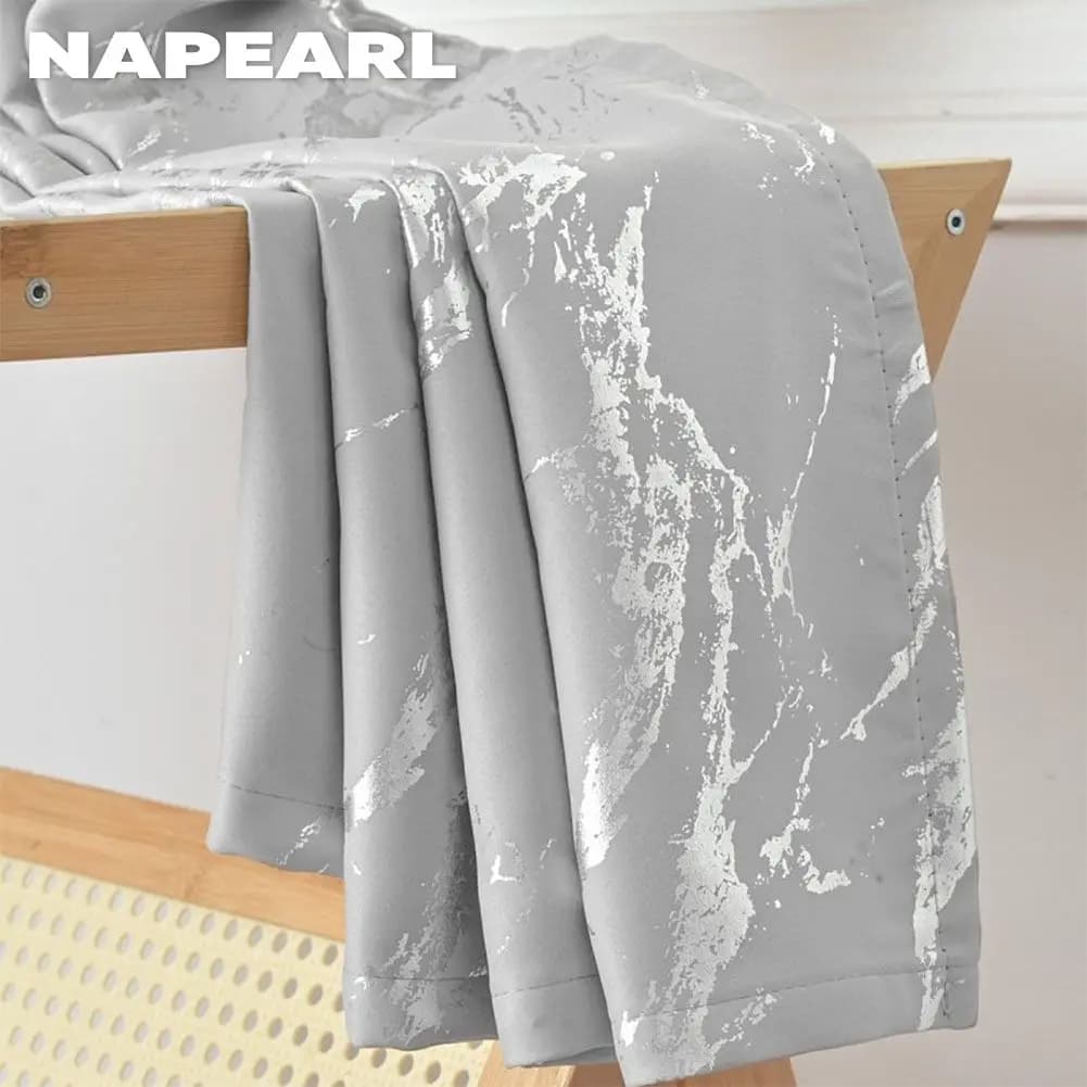 NAPEARL Silver Foil Printed Curtains Thermal Insulated Grommet Top 100% Polyester 1PC
