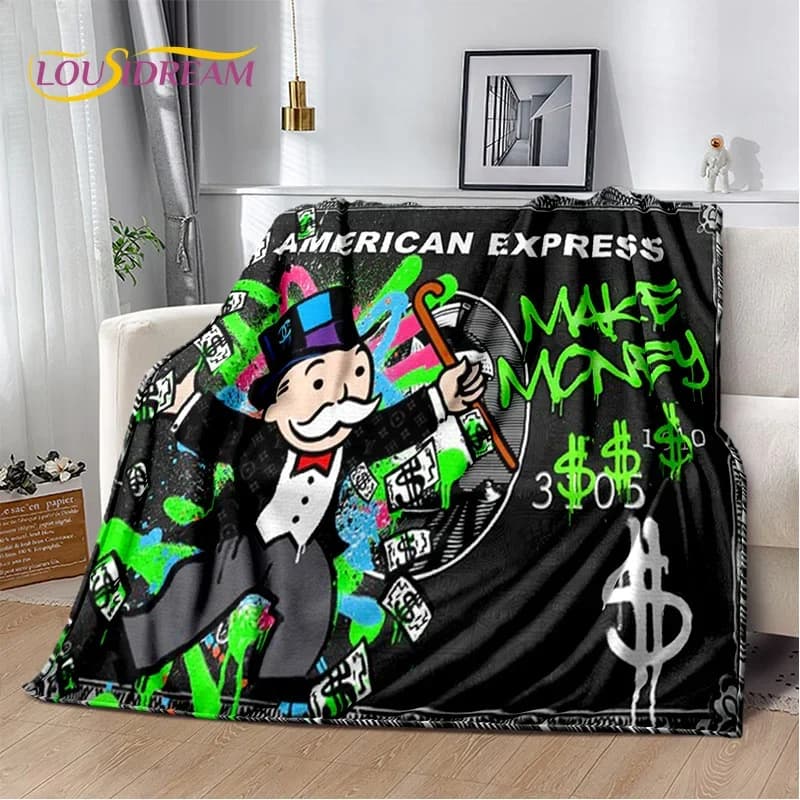 Coperte Morbide con Motivi di Soldi e Cartoni Animati, Coperta Calda e Confortevole per Picnic, Letti, Divani, Casa e Camera da Letto