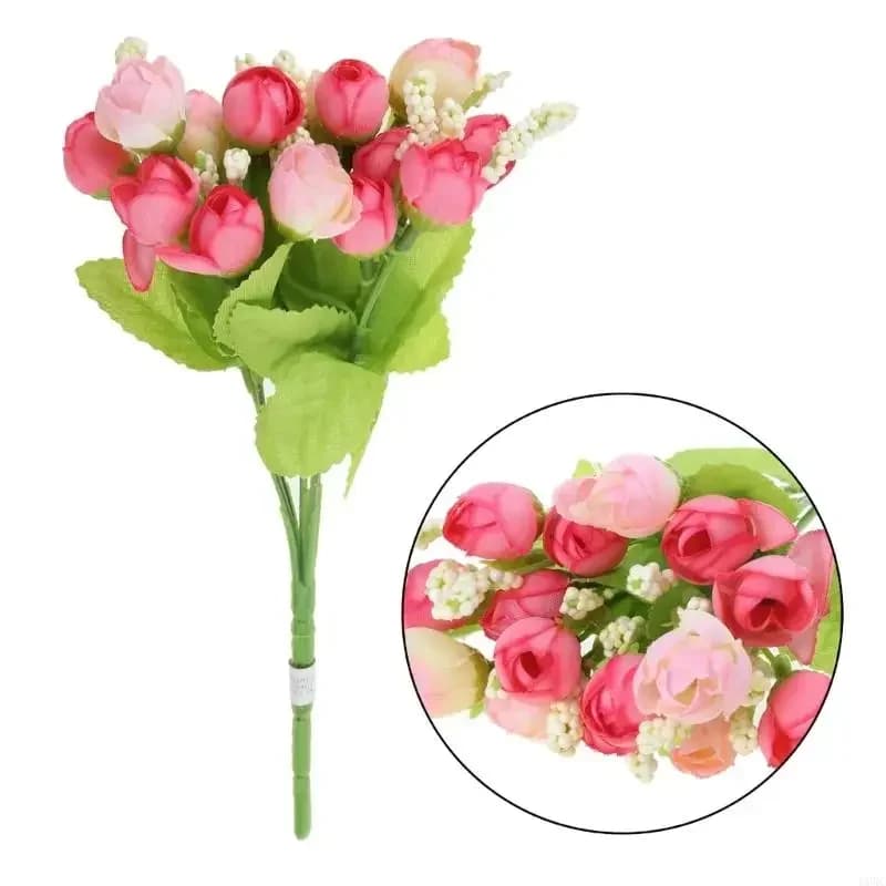 5 pz U6XC 15 Fiori Artificiali di Seta a Forma di Rosa con Foglie, Decorazioni per Casa, Matrimoni, Bouquet da Sposa, Piante Artificiali, Decorazioni Estive
