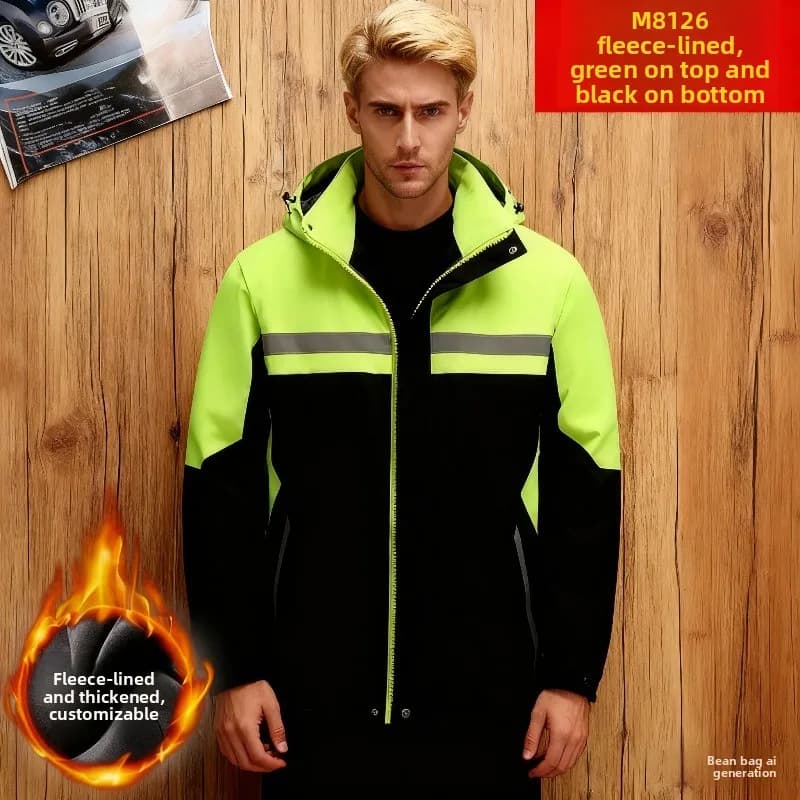 New Winter Work Jacket, Waterproof Windproof Reflective Thermal Coat with Fleece Lining, Stain Resistant Outdoor