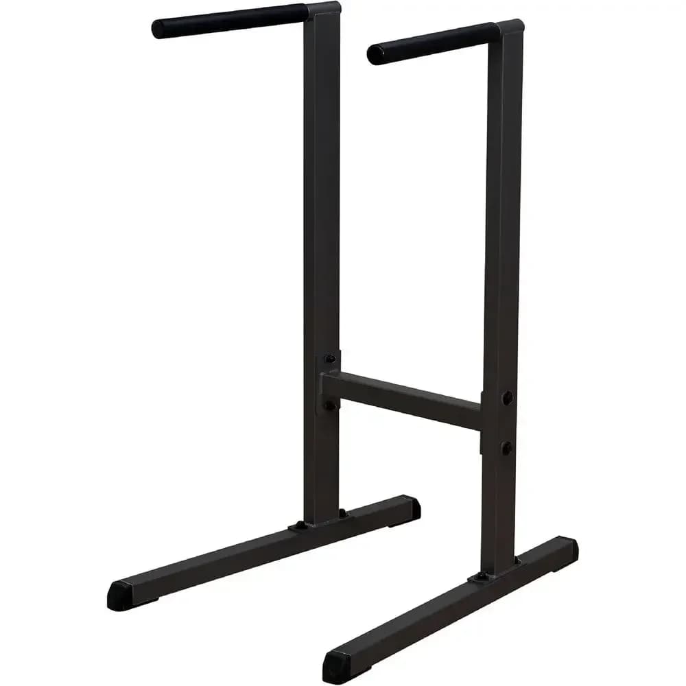 Heavy-Duty Steel Dip Bars with Non-Slip Grips - Adjustable, Stable Pull-Up Stand for Strength Training, Powder Coated, Black