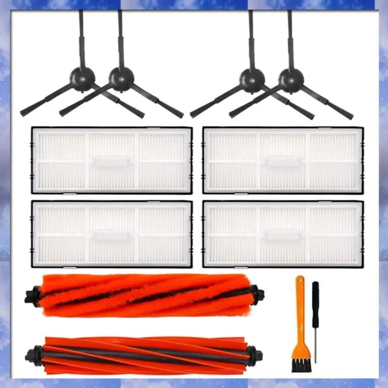 Kit di Ricambio Gen Basic 12 Pezzi per Robot Aspirapolvere Roborock S8 S8+ S8 Pro Ultra S8 Plus: Spazzole Principali e Laterali, Filtro HEPA