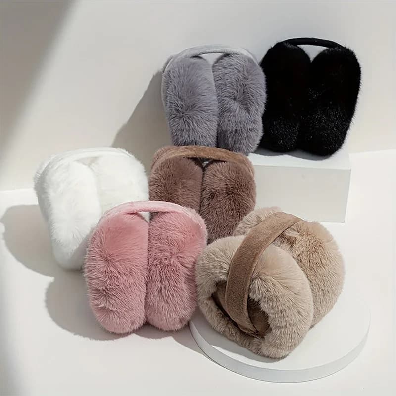 Winter windscreens in soft and solid plush, unisex fashion, protection for outdoor earpieces, eyelets, warm ear cover for men and women