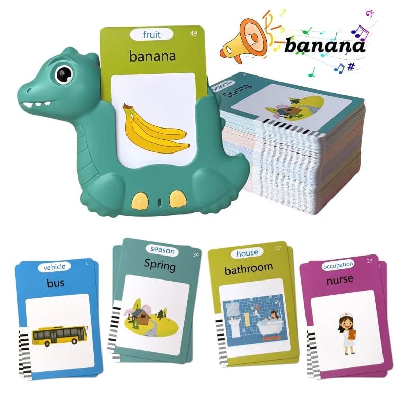Nuovi giocattoli Macchina per carte di dinosauro Macchina per l'apprendimento educativo per bambini Macchina per carte giocattolo per l'illuminazione