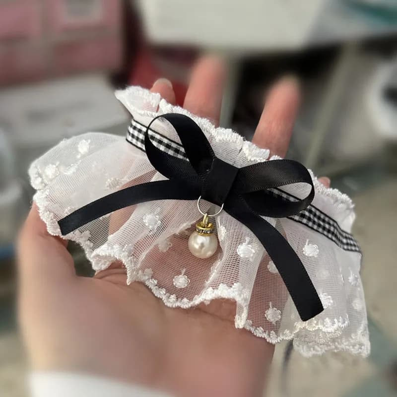 Collare con fiocco in pizzo bianco, bavaglini con papillon, ricamo a rete, collana per cani e gatti, tracolla per cani di piccola e media taglia, bandane, XL