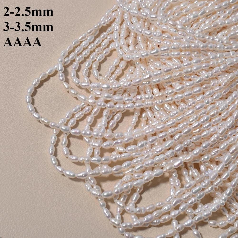 4A Naturale 100% Acqua Dolce Riso Bianco A Forma di Perla Isolata Branello Allentato Regalo Gioielli Fare Collana FAI DA TE Accessori Braccialetto 36 CM