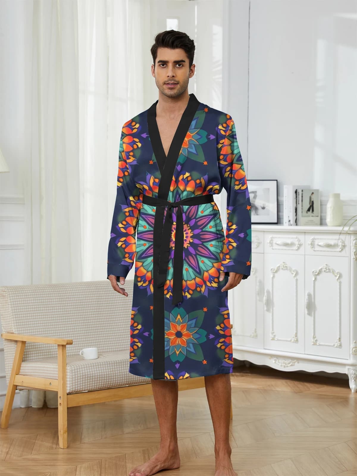 1pcs Men's Robes 2026 Spring/Summer Sleepwear dressing gown Breathable bath robe Shower robe 3D Printed Graphic Bathrobe man