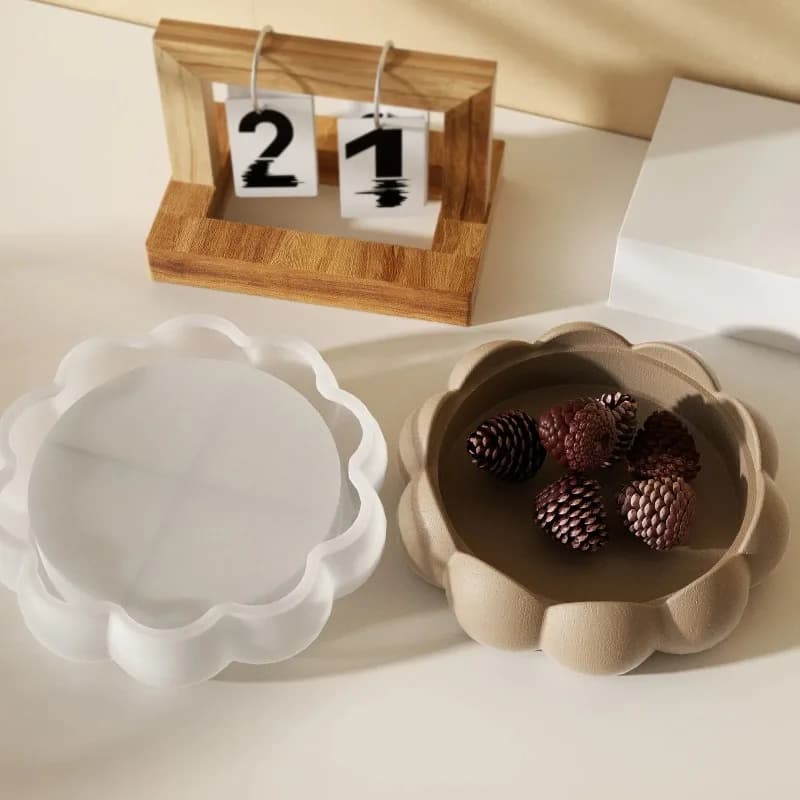 Perline a bolle Aromaterapia Vassoio portaoggetti in gesso Stampo in silicone Fai da te Fiore di loto Piatto di pizzo Ornamento Stampi antigoccia
