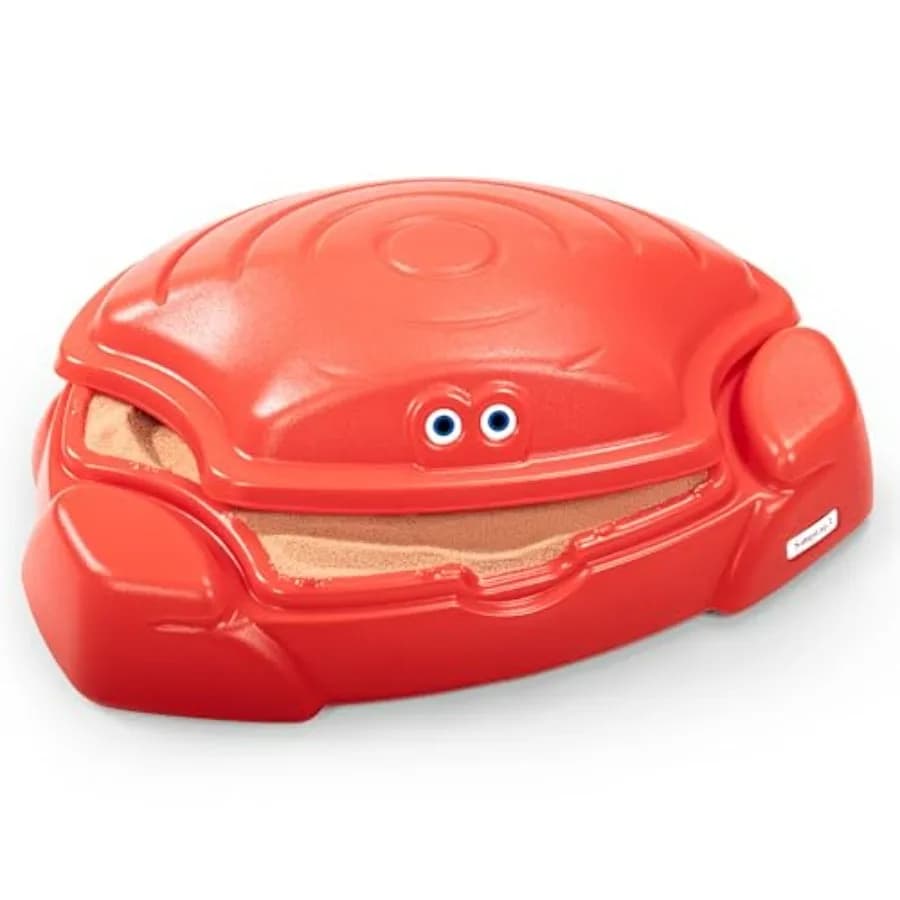 Scatola di Sabbia Rossa a Tema Granchio Costiero Completamente Assemblata per Bambini, con Coperchio, per Giardino e Parco Giochi, dai 1,5 ai 5 Anni