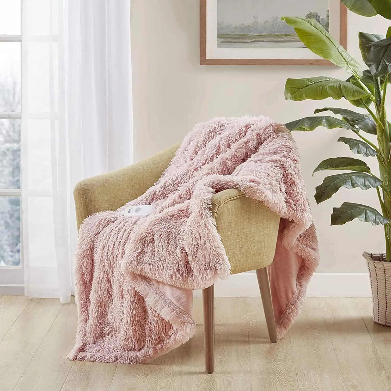 Coperta riscaldata in morbida pelliccia sintetica, riscaldamento rapido, timer di spegnimento automatico, EMF basso, 5 impostazioni di calore, lavabile in lavatrice