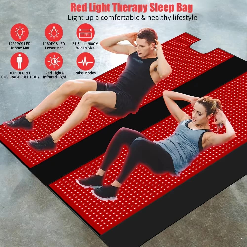 Cover for sleeping bag, large bearings for full body care, home use, oversize red light therapy mat, LED 660 and 850 nm close