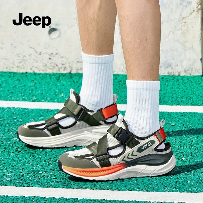 Jeep Beach Sandals for Men with Punta Chiusa, Anti-slip, for Open Sports and Casual Walks
