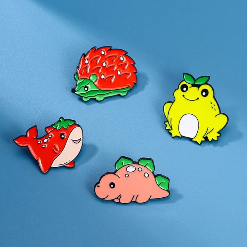 Spille e Distintivi in Lega di Zinco con Animali e Frutta Cartoon: Anguria, Pomodoro, Squalo, Rana, Dinosauro per Vestiti, Borse, Cappelli, T-shirt, Jeans