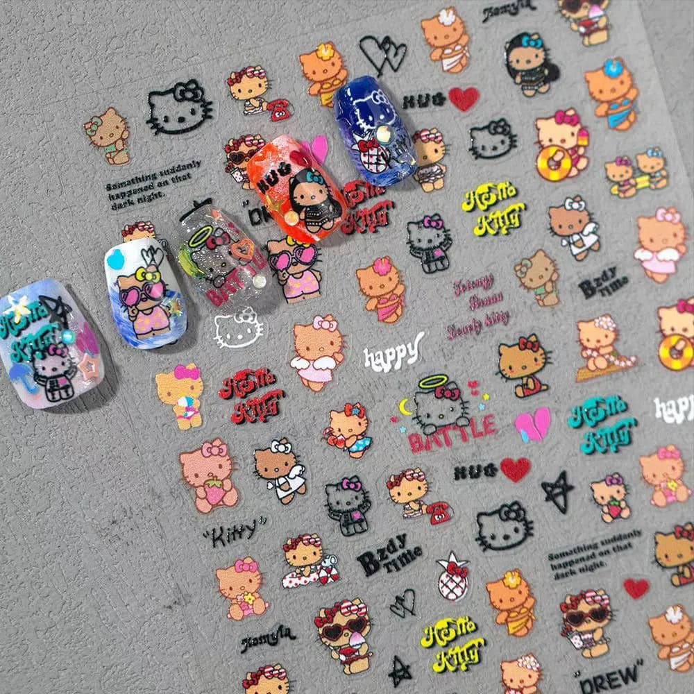 Adesivi Cartoon Hello Kitty, Adesivi Elettronici per Unghie DIY, Adesivi con Motivi Graffiti, Adesivi per Quaderni Studenti, Giocattoli e Regali per Ragazze
