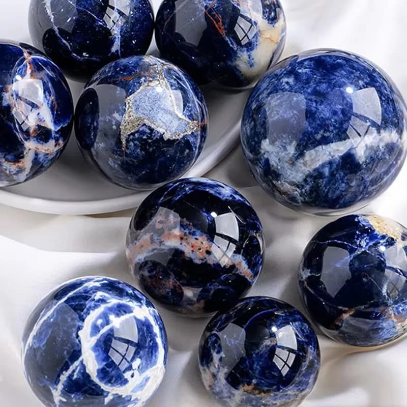 Sfera di Cristallo in Sodalite Naturale, Decorazione per la Casa, Energia Curativa, Ornamento da Scrivania per Meditazione, Sfera Lucidata a Mano