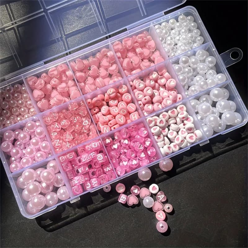 10 piece rose alphabet box, acrylic beads, handmade jewelry creation kit, various set for creating DIY jewelry.