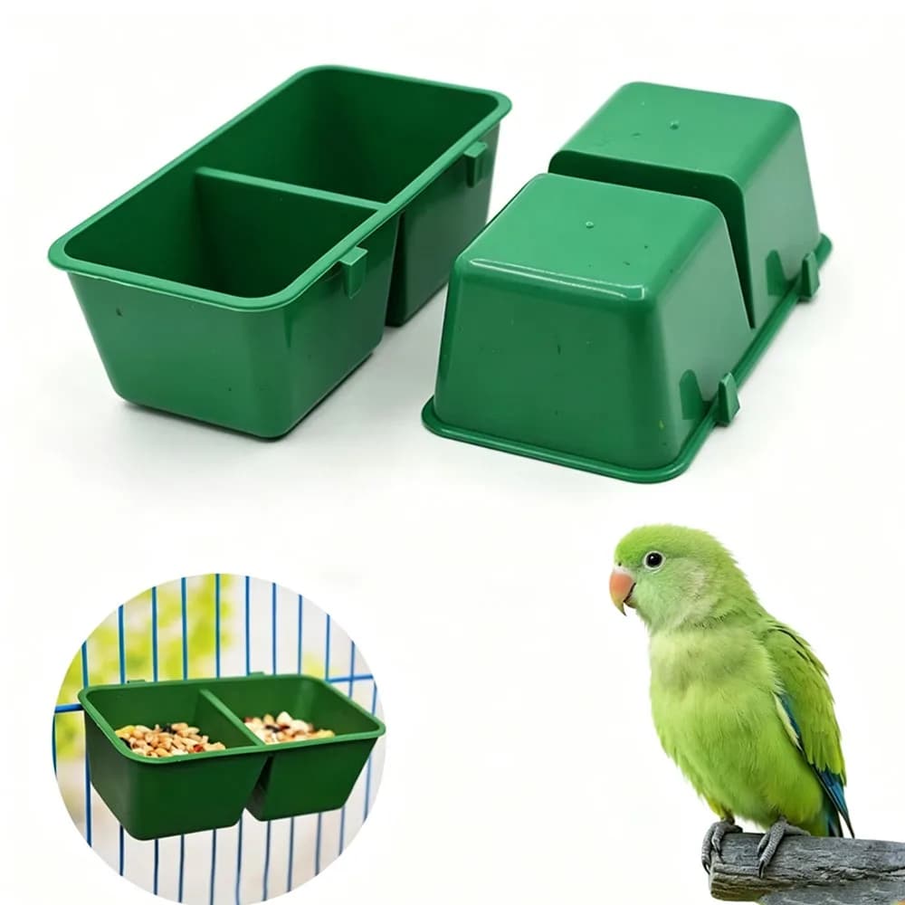 2/5Pcs Parrot Food Water Bowl Dual Feeding Cup 2 in 1 Plastic Bird Pigeons Cage Water Food Feeder Bird Parrot Pet Water Bowl
