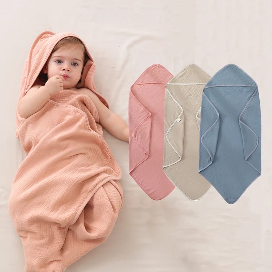 Children's Bathrobe Cotton Garza Bathroom Towel with Hood Swimming Shower Soft Baby Changing Mat Baby Cover Baby Cover