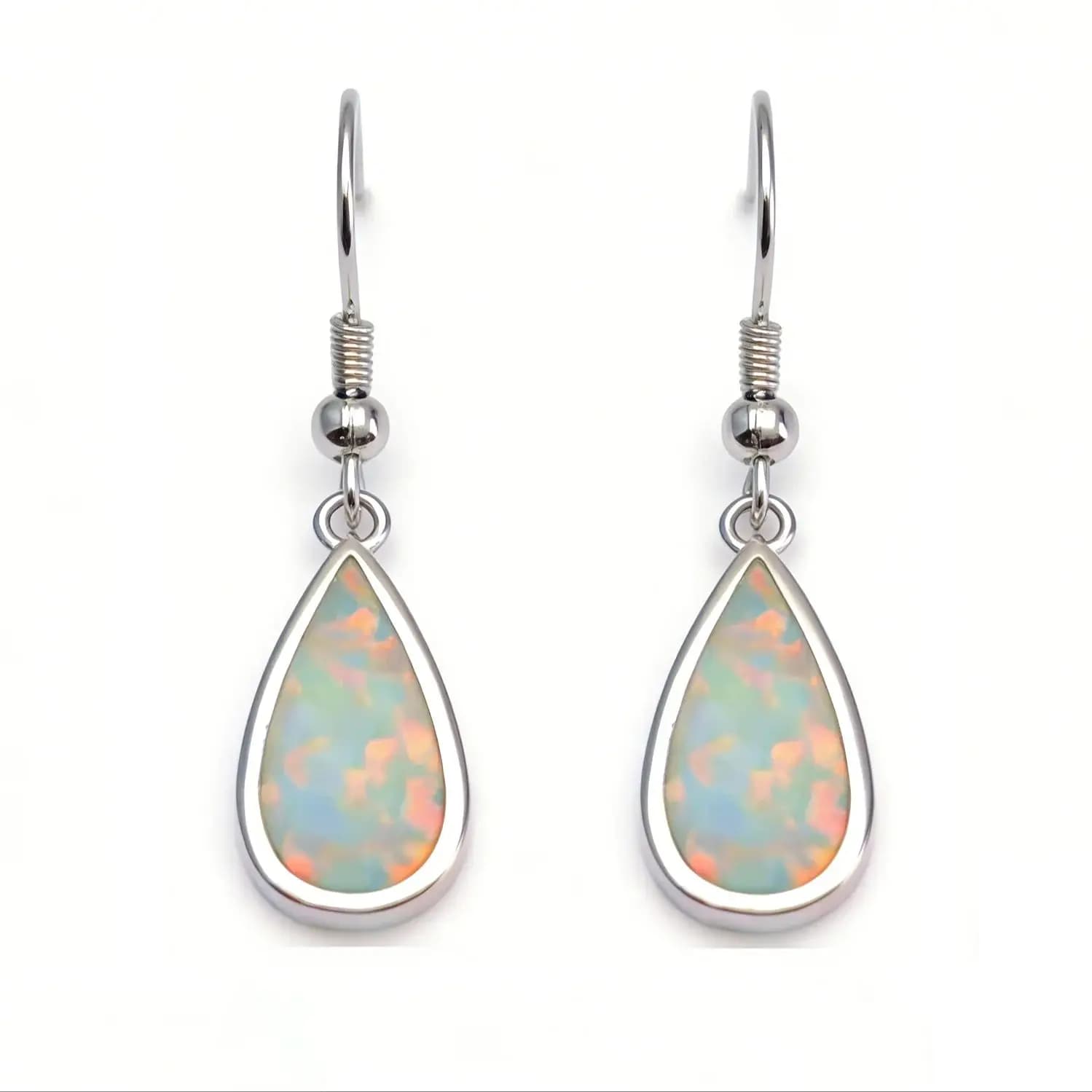 Orecchini a goccia con opale bianco, orecchini delicati con gancio per donna, gioielli minimalisti leggeri per tutti i giorni, regalo di lusso per la fidanzata