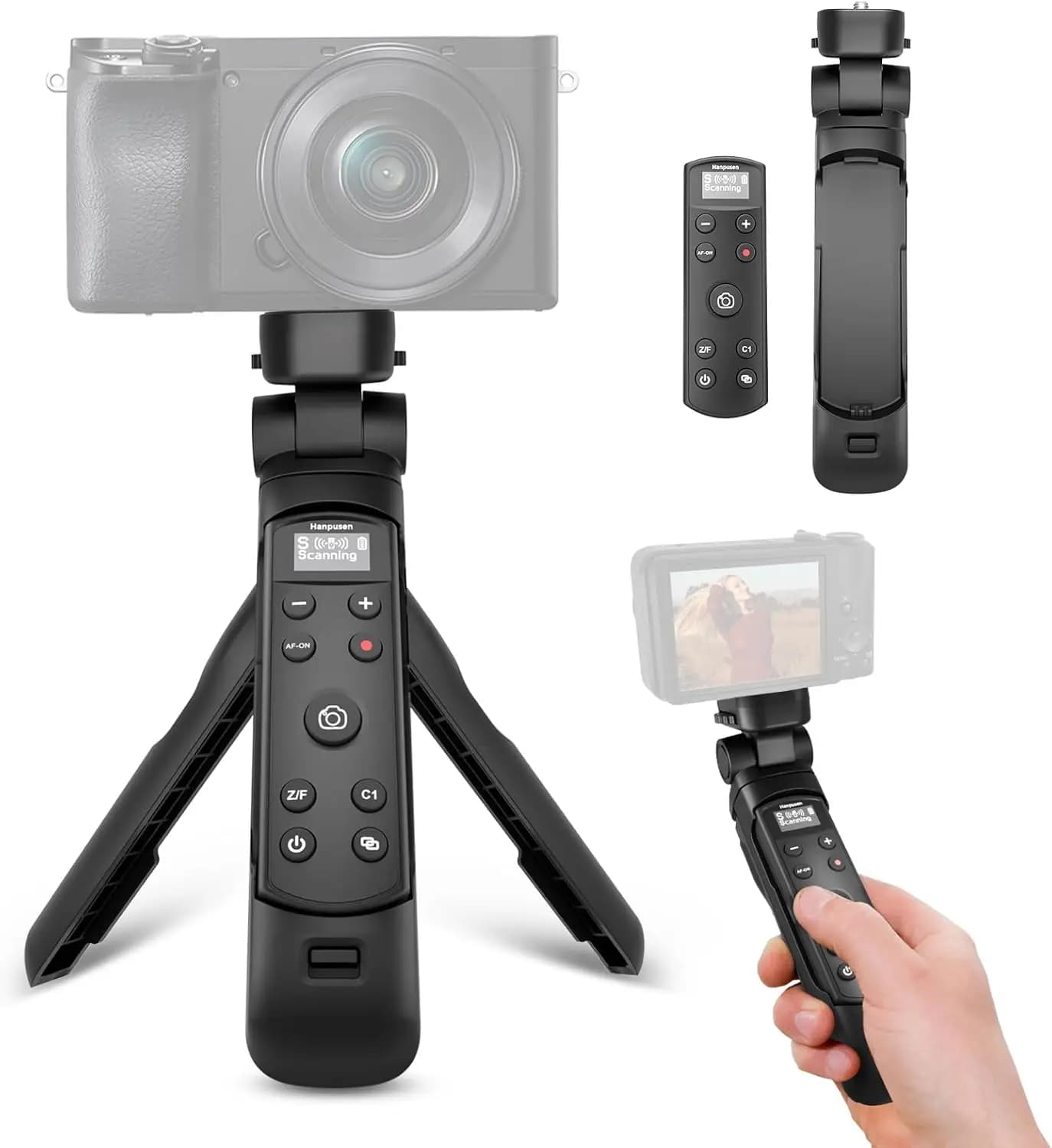 Treppiede con impugnatura da tiro wireless con telecomando per schermo OLED per Sony RX100M7/RX0II/ZV-E10/ZV-E1/ZV-1/ZV-1F/A6400/A6600/A6700