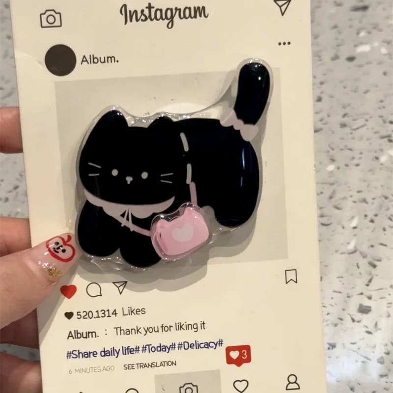 Korean Cute Cartoon Rotate Kitten Grip Tok Griptok Phone Holder Stand Support For iPhone 15 Samsung Universal Accessories