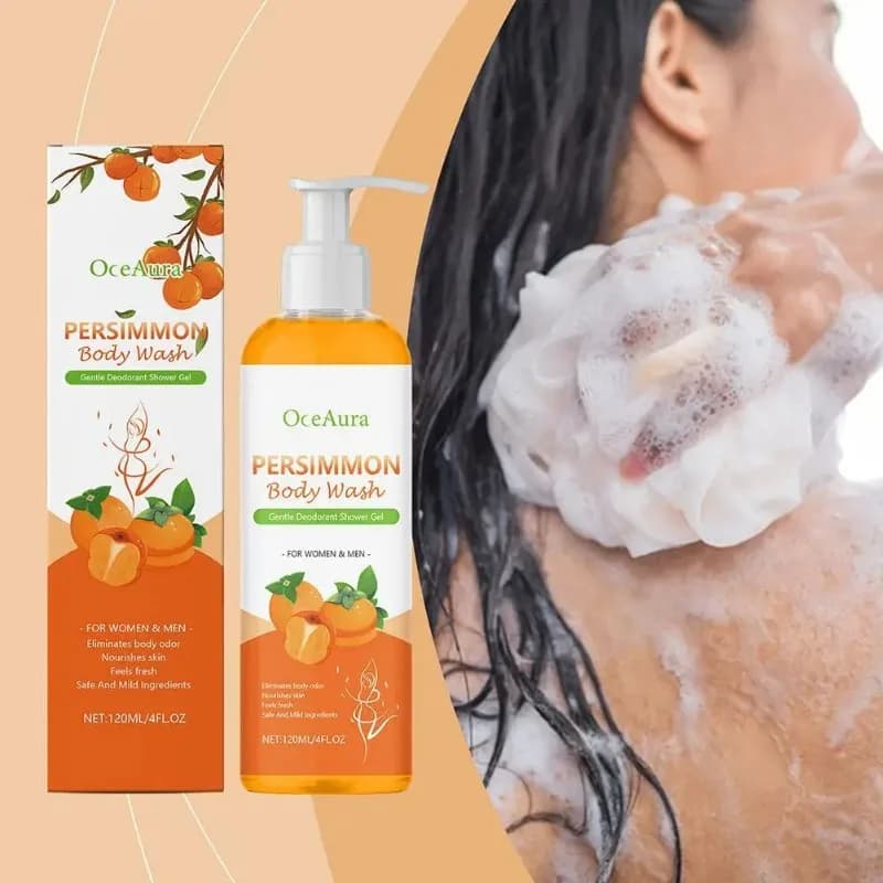 Bagnoschiuma al persimmon per il controllo dell'odore corporeo – Bagnoschiuma detergente, deodorante e idratante per eliminare l'odore corporeo 120ml