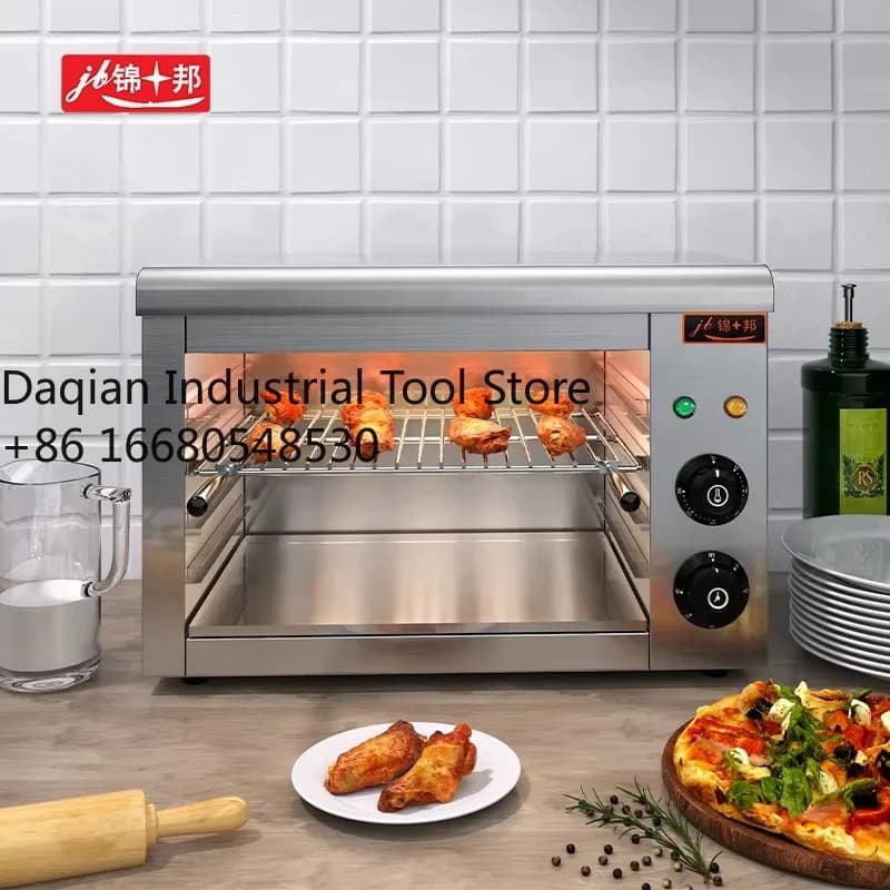 Forno Elettrico a Convezione per Pizza da Cucina Commerciale con Pietra Refrattaria in Acciaio Inox, Termostato Regolabile 2200W per Ristoranti e Panetterie