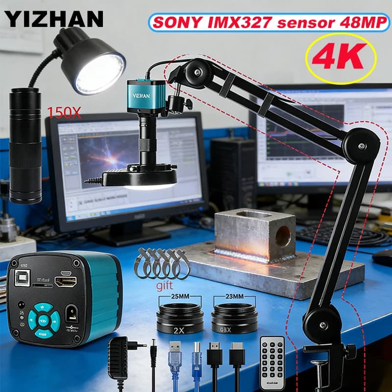 YIZHAN 4K USB 48MP Microscopio digitale 150X HDMI USB Video microscopio, software di misurazione per test di laboratorio Riparazione del telefono