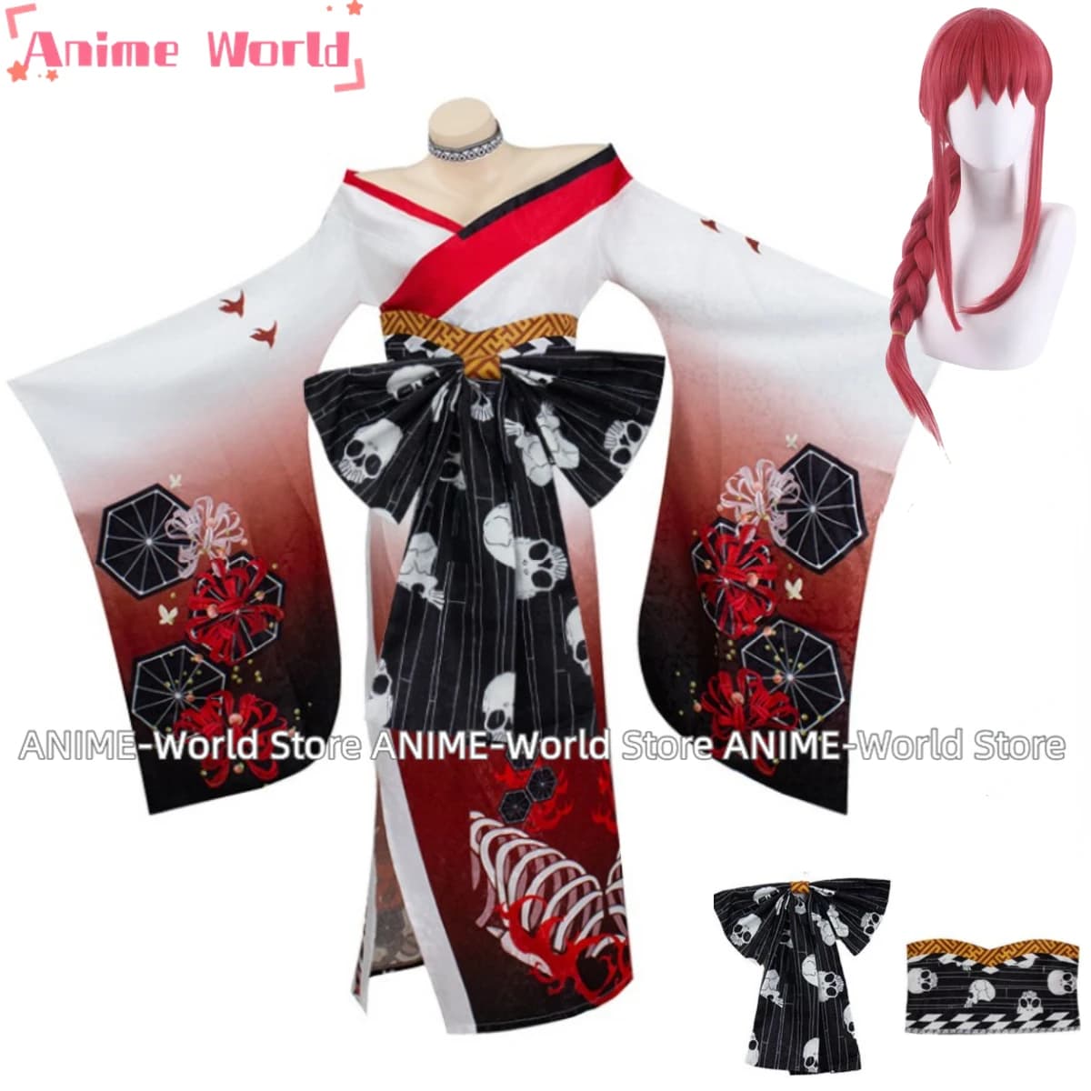 Anime Makima Costume Cosplay Hyakkiyakou Shutendoji Kimono giapponese Accappatoio Parrucca Donna Vestito sexy di Halloween