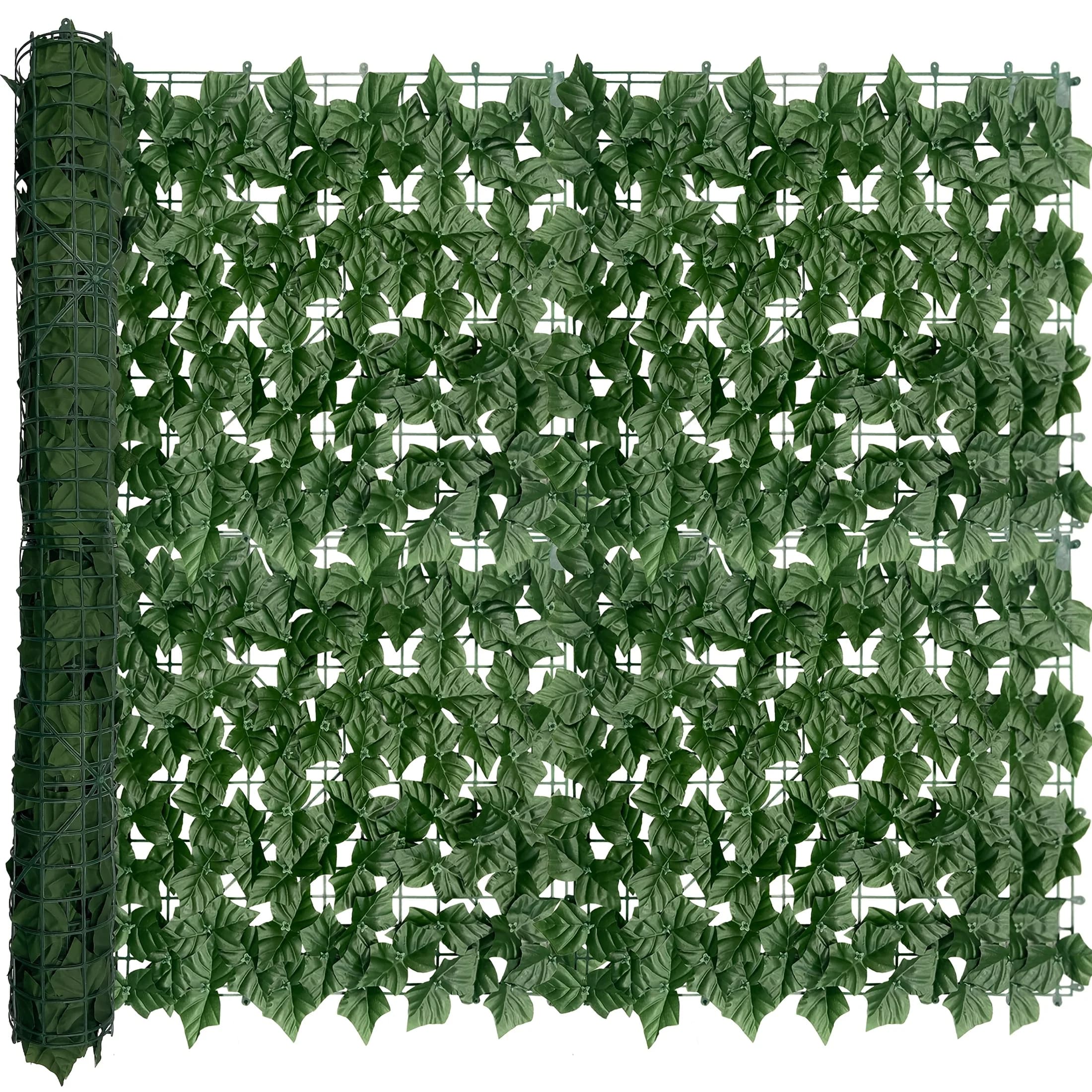 Schermo decorativo in foglie di edera artificiale e piante verdi, 40x160 pollici, resistente ai raggi UV, per cortili, balconi, giardini, recinzioni e decorazioni murali verdi per interni ed esterni.