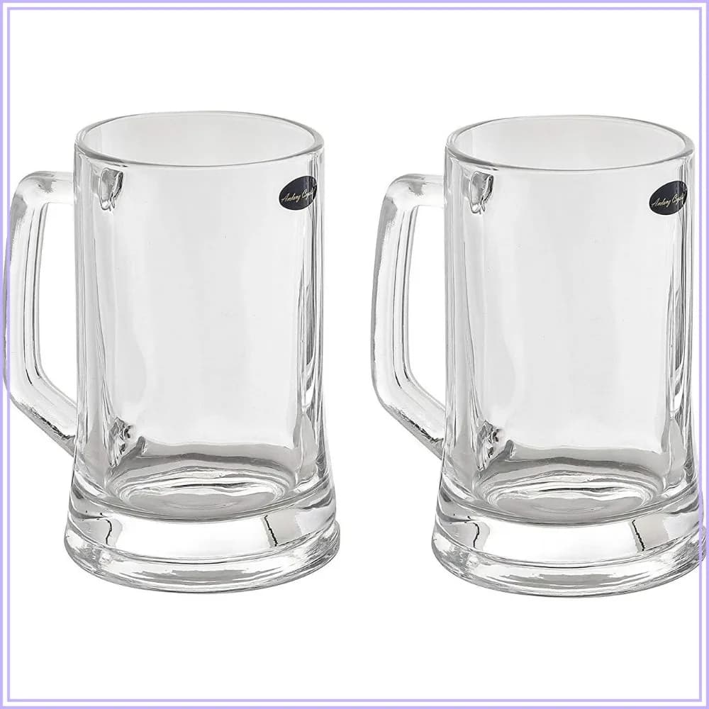 Classic 12 oz Beer Mugs Set of 2 - Dishwasher Safe, Crystal Clear Glass