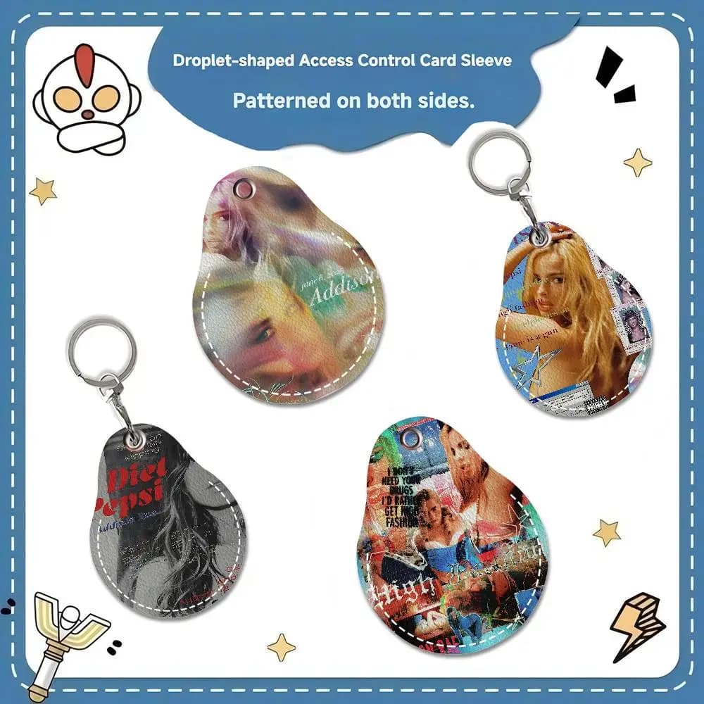 Leather Keychain with Card Holder and Keychain 'Diet Pepsi' by Trendy Song Pop Addison Rae - New Musical Album