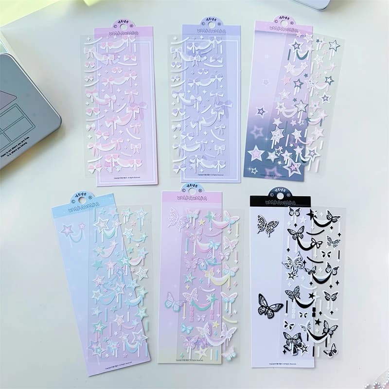 Cute Star Chain Stickers Sweet Cool Decoration Scrapbooking Diary Album Photocard Frame Collage Kawaii Stationery