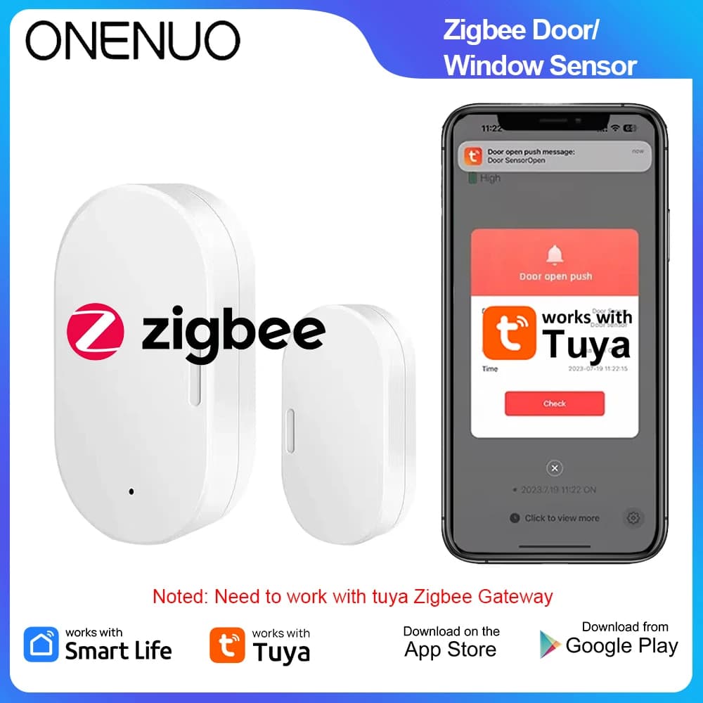 Sensore Mini per Porte Tuya Zigbee, Rilevatore di Apertura/Chiusura, Allarme Domestico, Protezione di Sicurezza, Controllo Smart Life, Richiede Hub Zigbee