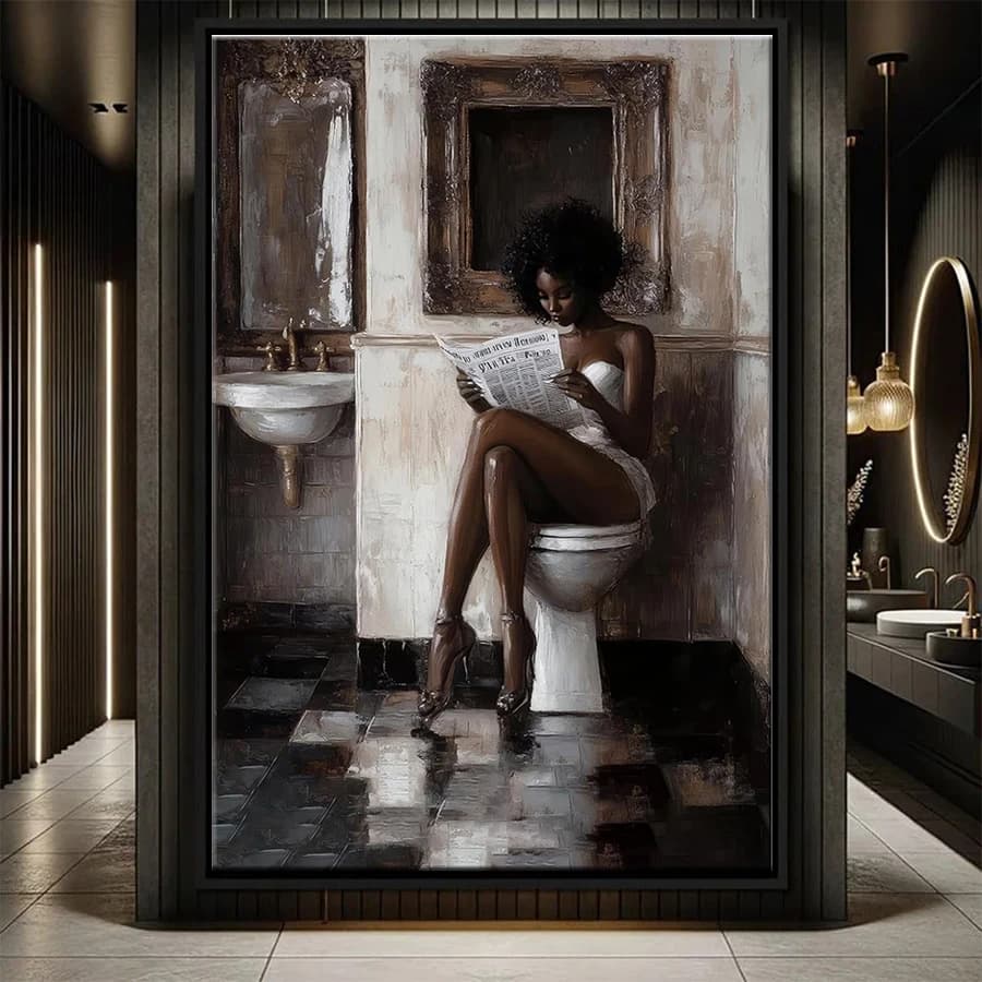 Diamond Mosaic Picture Kit New Fashion Black Women Reading Newspapers Diamond Painting Cross Stitch Adult Decoration Wall Art