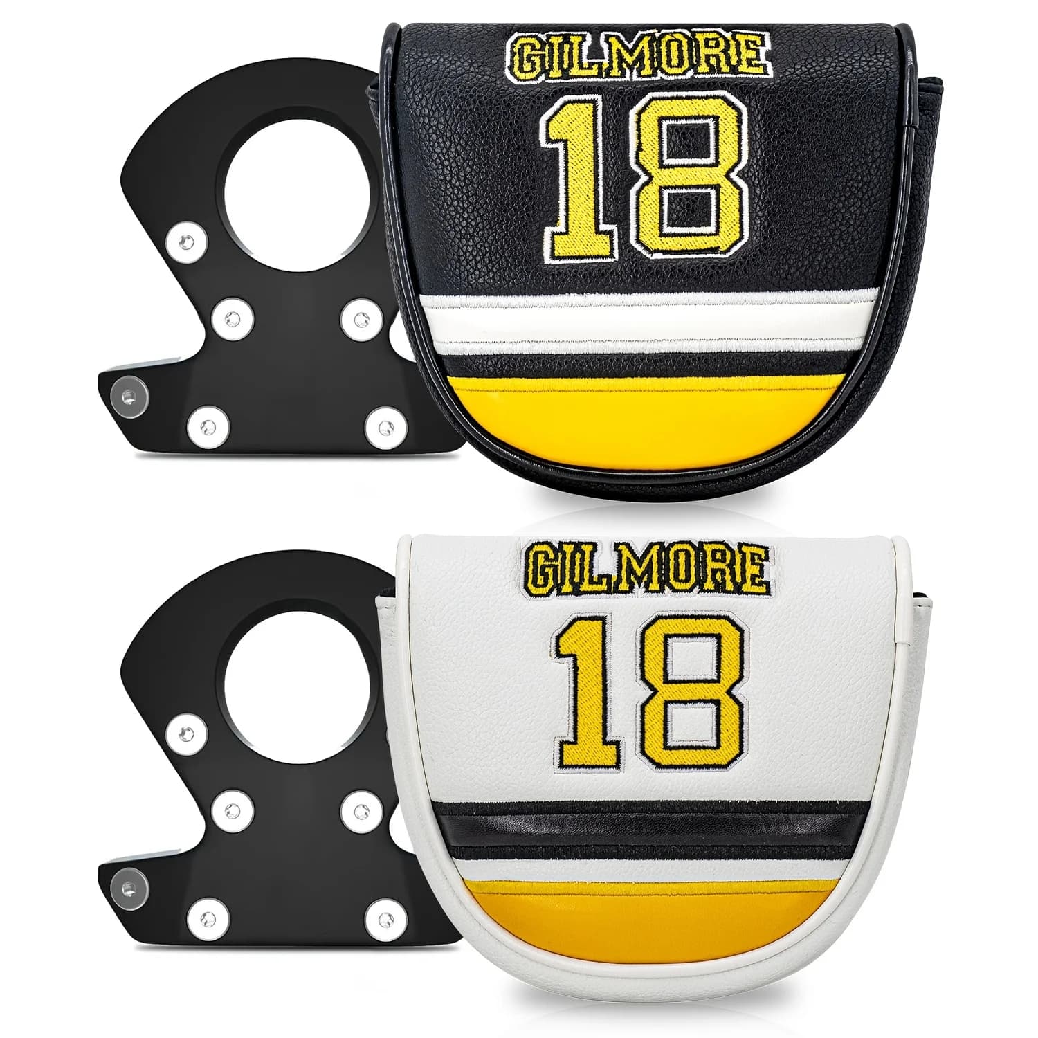 1pc Magnetic PU Golf Putter Headcover with Embroidered /Patch Compatible for Mallet Putters,Durable Magnetic Closure Cover
