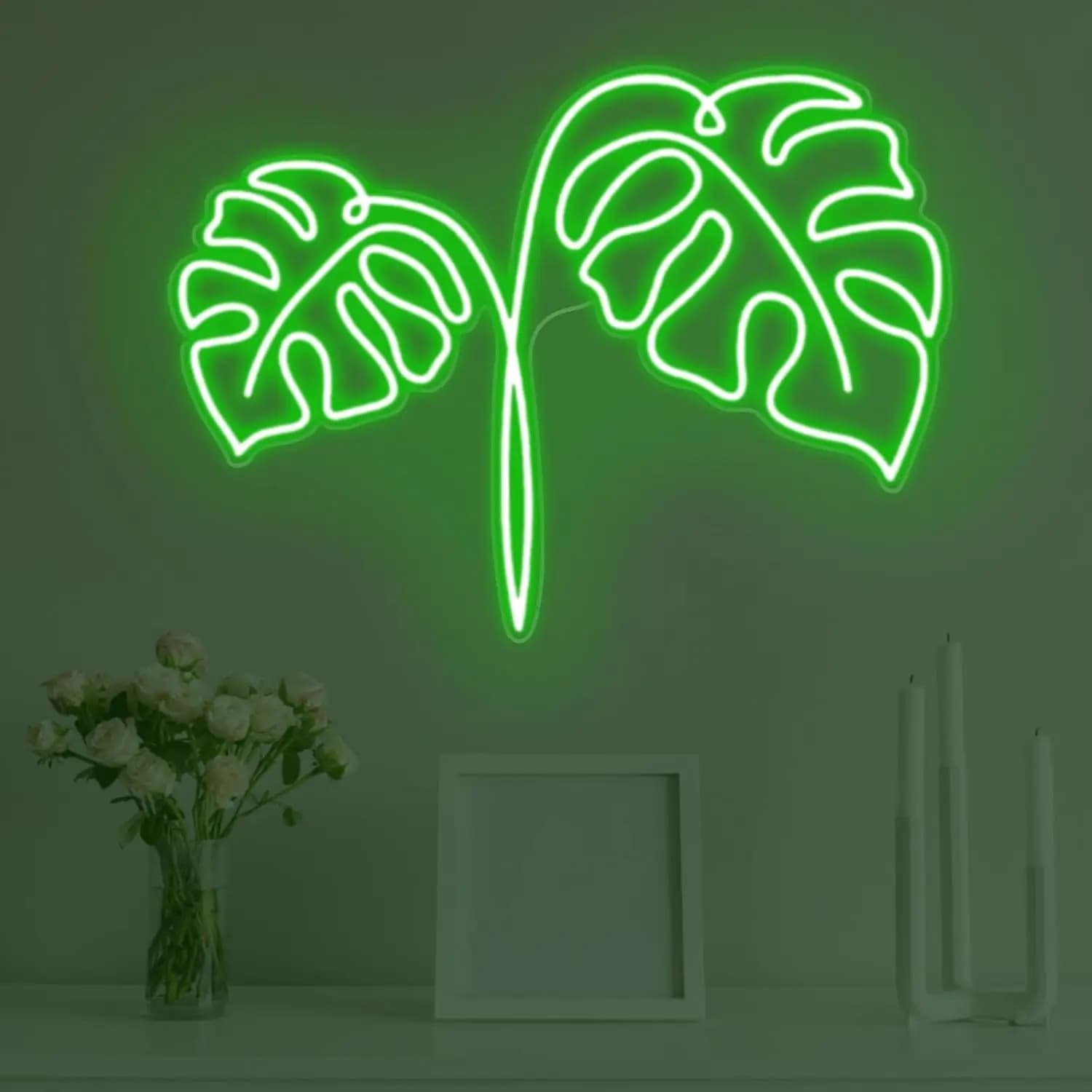 Insegna al Neon a Forma di Foglia di Monstera, Luce LED USB per Sala Giochi, Feste di Compleanno, Camera da Letto, Decorazione Estetica, Lampada da Parete Artistica