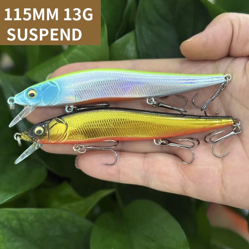 Esca Artificiale Sospesa Minnow 115mm 13g per Lancio Lungo e Traina, Wobbler Rigido, Jerkbait per la Pesca di Trota e Spigola 9248