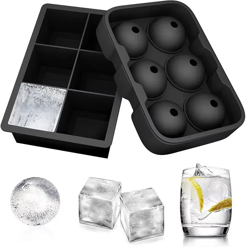 4/6/8 Silicone Ice Cube Molds Spherical Ice Molds DIY Freeze Ice Maker Reusable Ice Cube Molds Kitchen Tools Barware