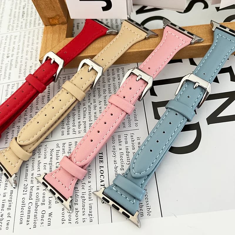 Cinturino in pelle sottile per cinturino Apple Watch 44mm 40mm 41mm 45mm 44mm Bracciale donna iwatch Serie 10-11 46mm 42mm cinturino Ultra 2-3 49mm