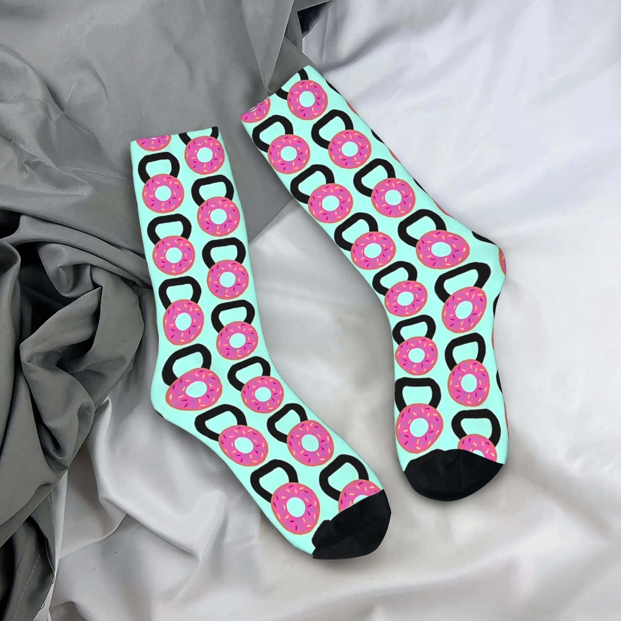 Socks Kettlebell Donut for Couples, Socks Comfortable Casual, Anti-Sweet Winter Socks for Outer, Custom Socks, Birthday Gift