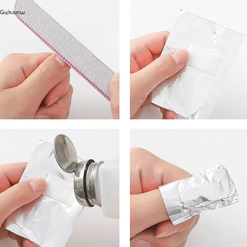 [WHB] 50/100 Pezzi/Sacchetto Foglietti in Alluminio per Rimozione Smalto Unghie, Salviette per Gel Polish, Strumento per Manicure