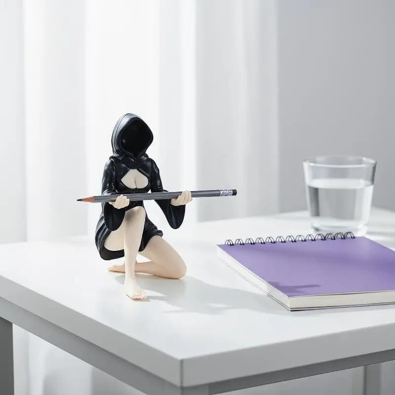 3D Printed Mysterious Black Robe Queen Desktop Organizer Pen Holder Multi-Functional Pen Stand Creative Gift Decoration
