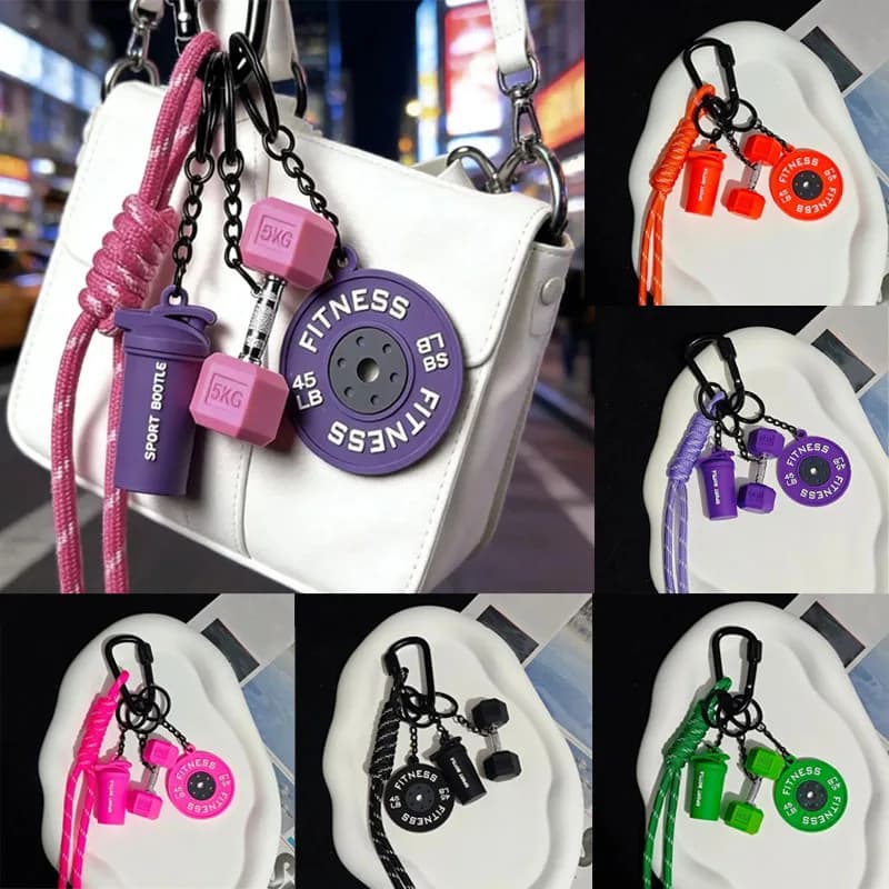 Color Mini Dumbbell Kettlebell Keychain Fitness Sport Weight Pendant Cute Gym Bag Charm Creative Gift for Men Women Bag Ornament