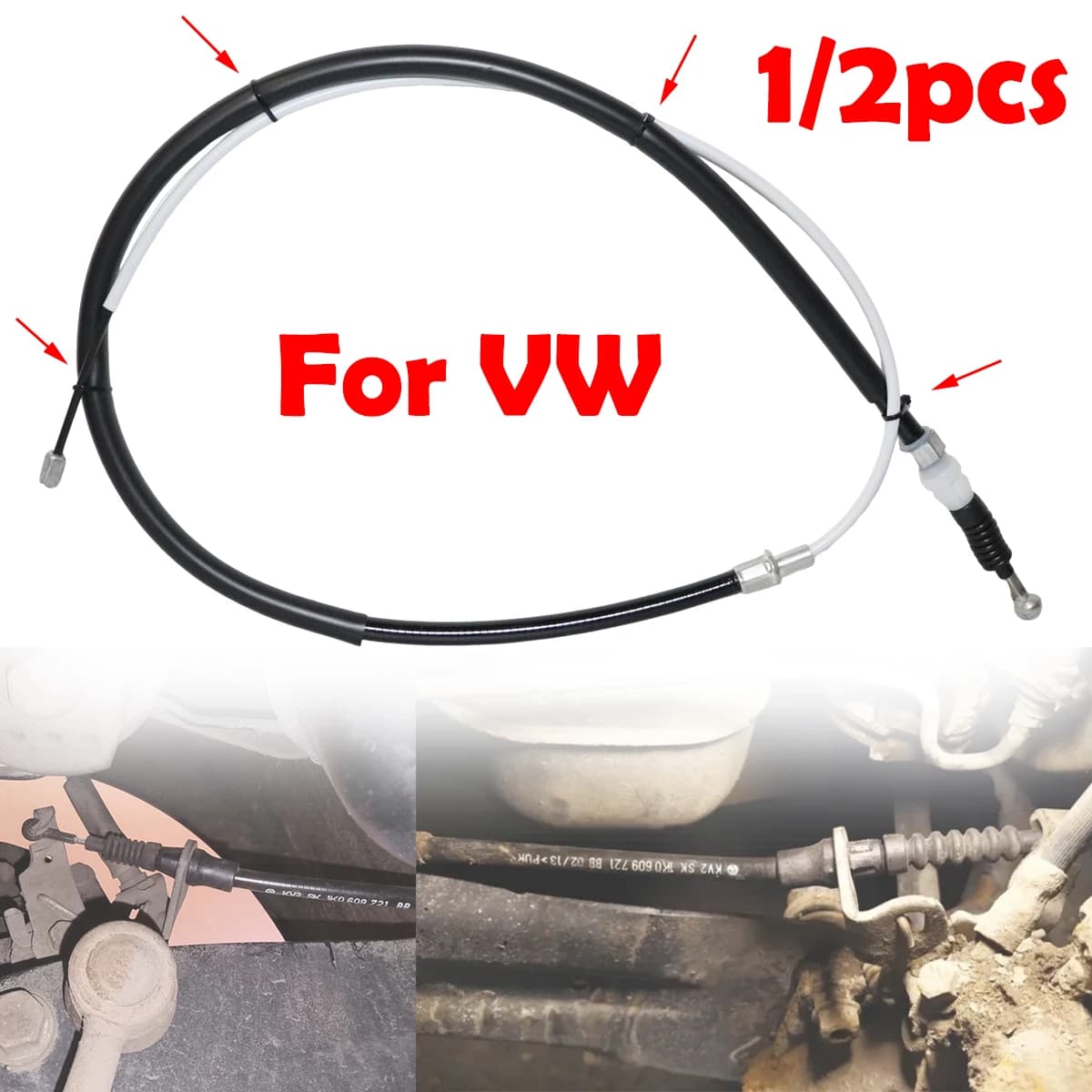 Rear Parking Brake Cable Anti-Corrosion Stainless Steel Bonus Zip Ties 1K0609721BB For VW EOS 1F7 1F8 Golf V VI Mk6 Jetta III