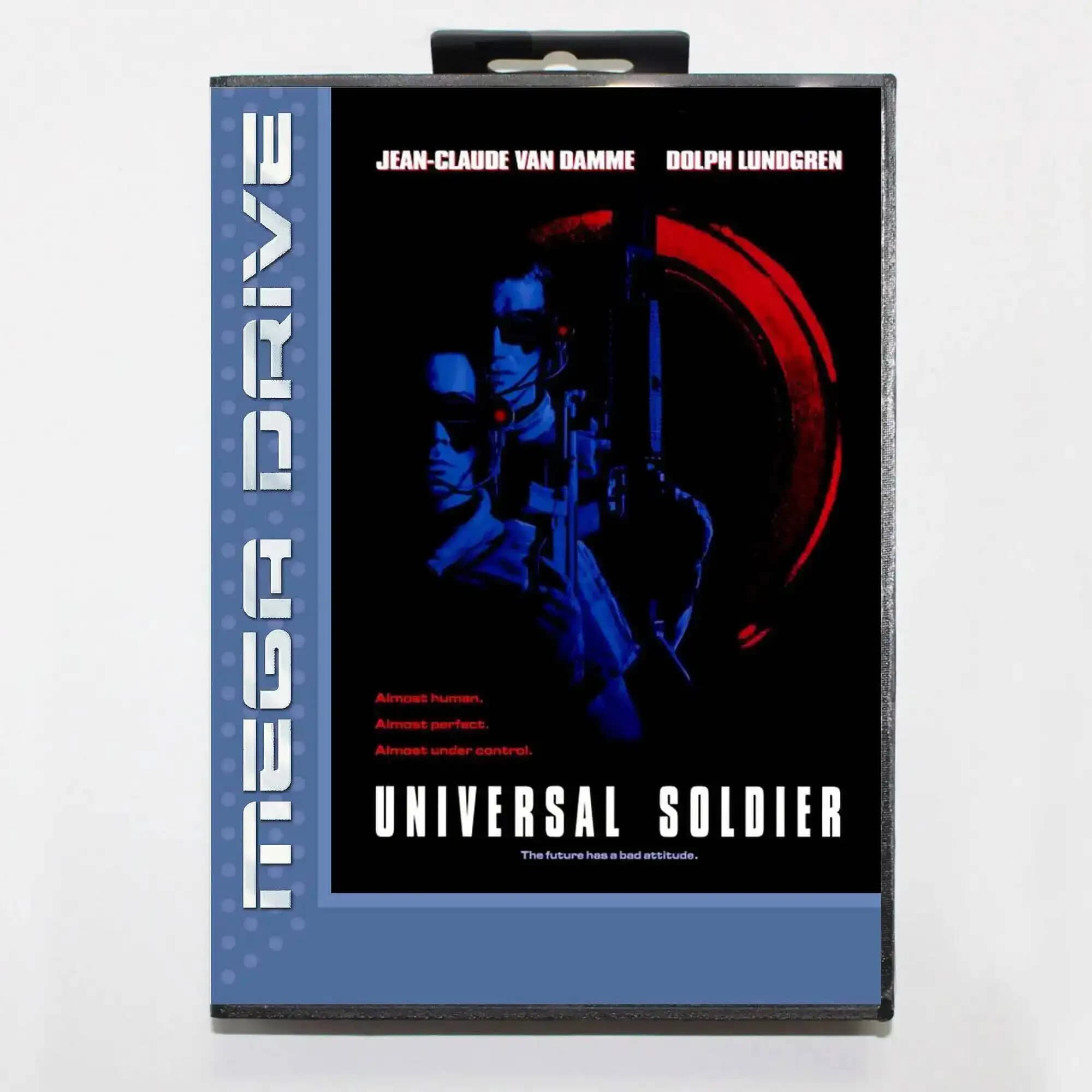 Scheda di gioco Universal Soldier MD con scatola EUR per sistema Sega Megadrive Genesis a 16 bit