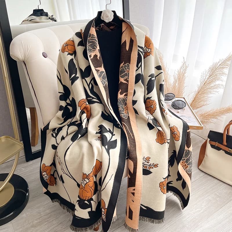 NEW Brand Women Two-Sided Scarf Imitation Cashmere Soft Warm Pashmina Shawl Winter Outdoor Coldproof Windproof Blanket Scarf